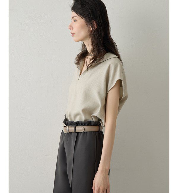 Drawing Numbers「【Drawing Numbers】フェイクリネンフレンチスキッパーブラウス」|シャツ・ブラウス|