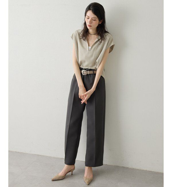 Drawing Numbers「【Drawing Numbers】フェイクリネンフレンチスキッパーブラウス」|シャツ・ブラウス|