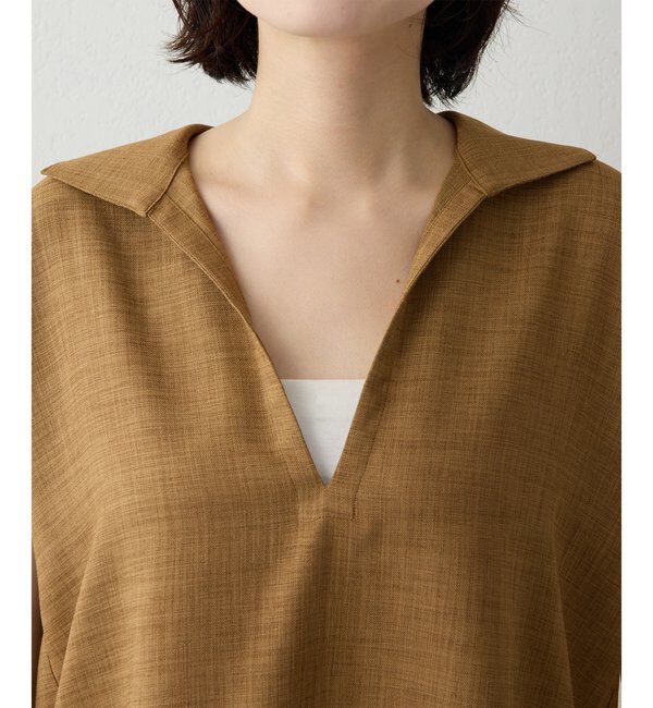 Drawing Numbers「【Drawing Numbers】フェイクリネンフレンチスキッパーブラウス」|シャツ・ブラウス|