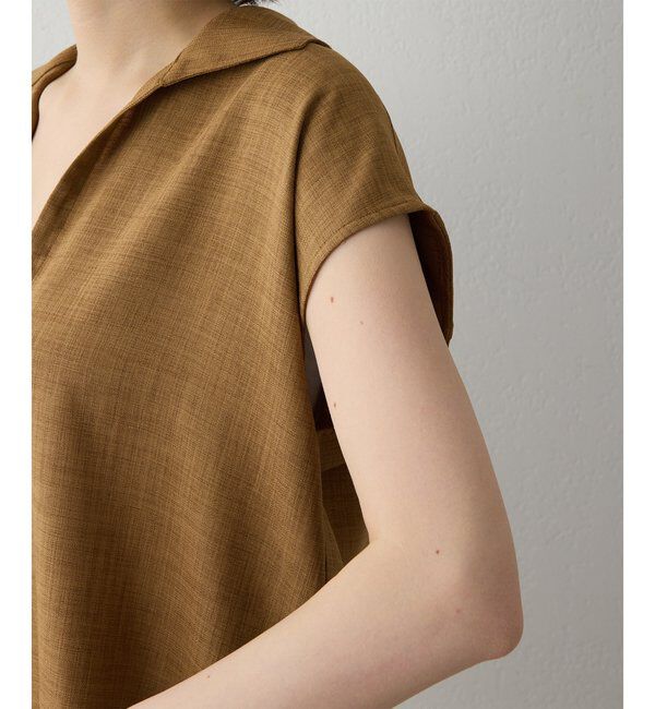 Drawing Numbers「【Drawing Numbers】フェイクリネンフレンチスキッパーブラウス」|シャツ・ブラウス|