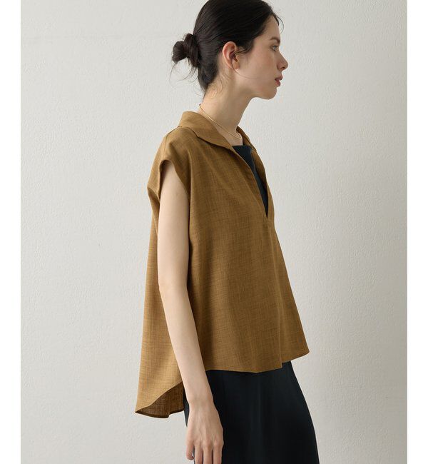 Drawing Numbers「【Drawing Numbers】フェイクリネンフレンチスキッパーブラウス」|シャツ・ブラウス|