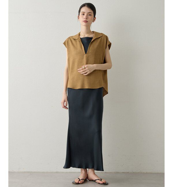 Drawing Numbers「【Drawing Numbers】フェイクリネンフレンチスキッパーブラウス」|シャツ・ブラウス|