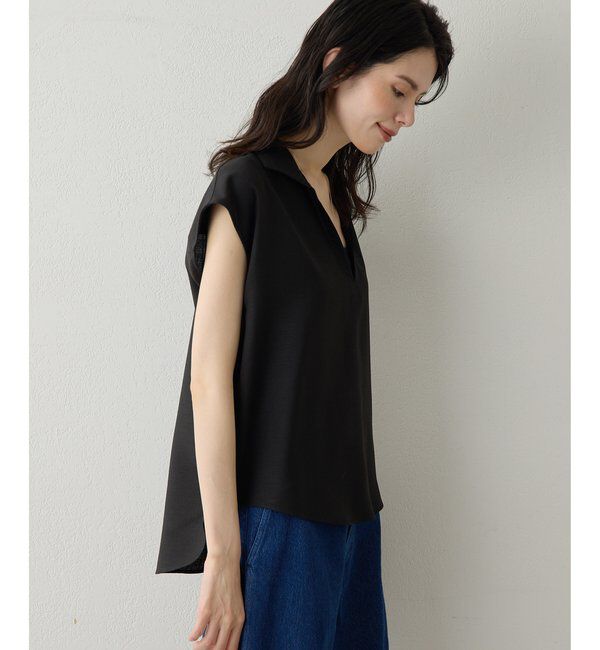 Drawing Numbers「【Drawing Numbers】フェイクリネンフレンチスキッパーブラウス」|シャツ・ブラウス|