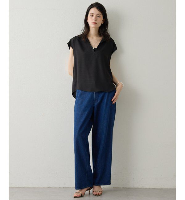 Drawing Numbers「【Drawing Numbers】フェイクリネンフレンチスキッパーブラウス」|シャツ・ブラウス|