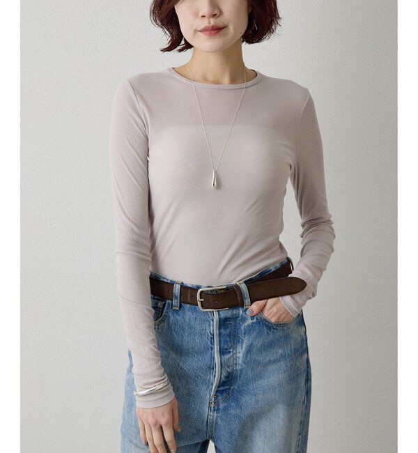  「シアーストレッチロンTEE」|Tシャツ・カットソー|グレージュ
