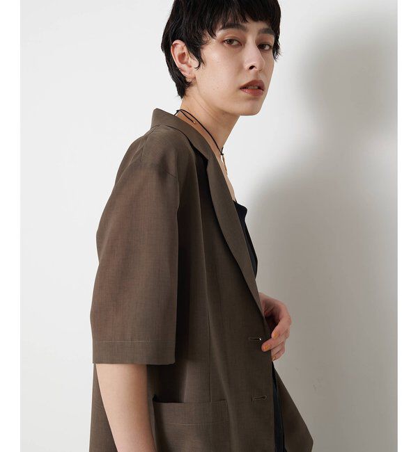 THE PAUSE「【THE PAUSE】シアーハーフスリーブジャケット」|テーラードジャケット|