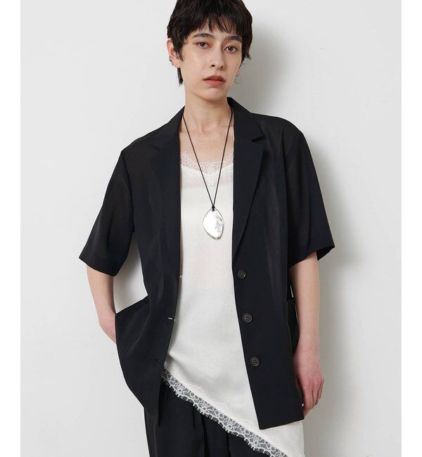 THE PAUSE「【THE PAUSE】シアーハーフスリーブジャケット」|テーラードジャケット|ブラック