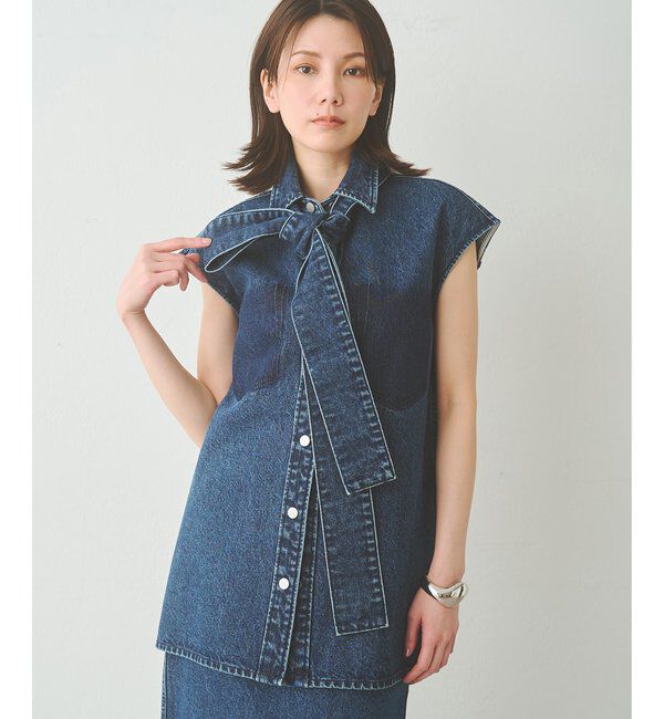  「デニムボウノースリーブシャツ」|シャツ・ブラウス|インディゴブルー