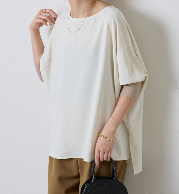  「《高機能/オールシーズン着られる》ジャージ袖リブブラウス」|シャツ・ブラウス|