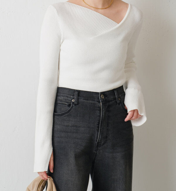  「デザインネックリブニット」|ニット・セーター|