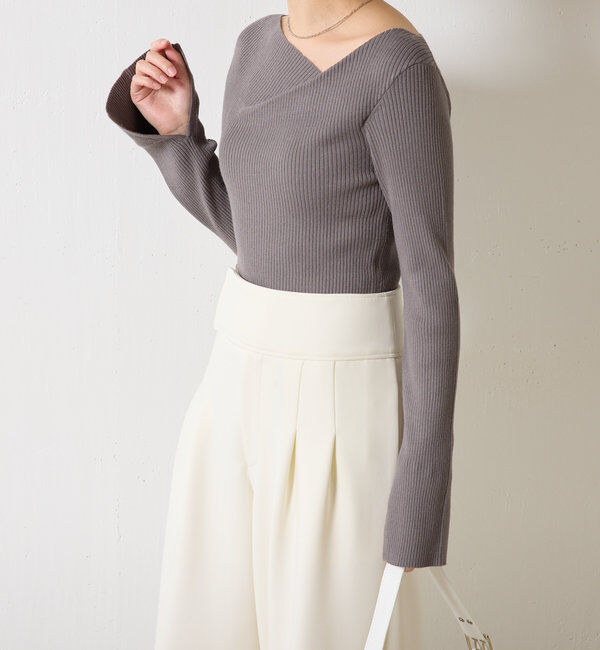  「デザインネックリブニット」|ニット・セーター|