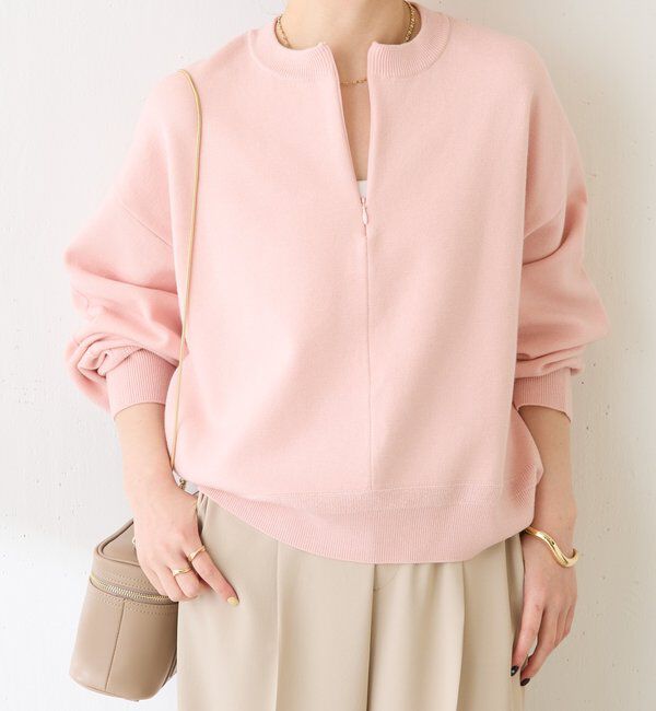  「《総売上数1.6万枚突破！》ジップスウェットライクニット」|ニット・セーター|ピンク