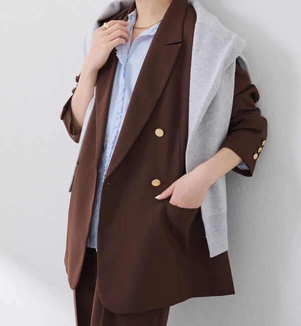  「ウールライクダブルジャケット」|デニムジャケット|ブラウン