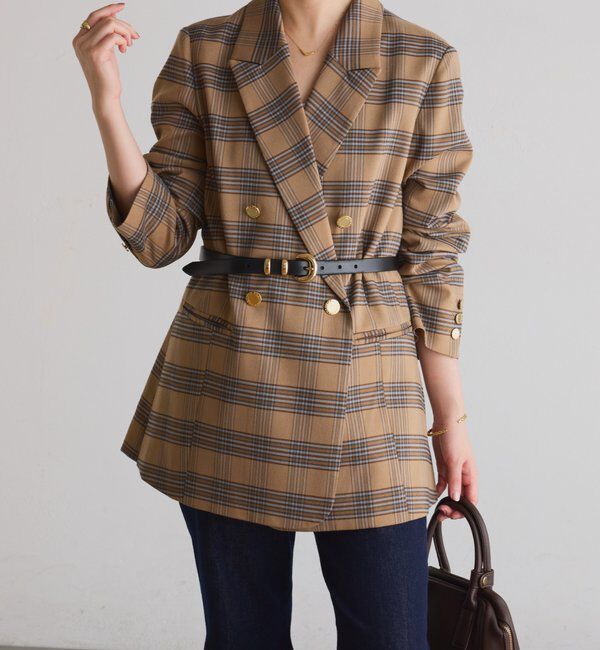  「ウールライクダブルジャケット」|デニムジャケット|キャメル