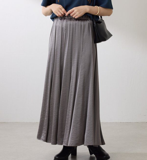  「シルキーサテンフレアスカート」|スカート|