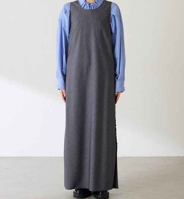  「バイアスストライプジャンパースカート」|ワンピース|