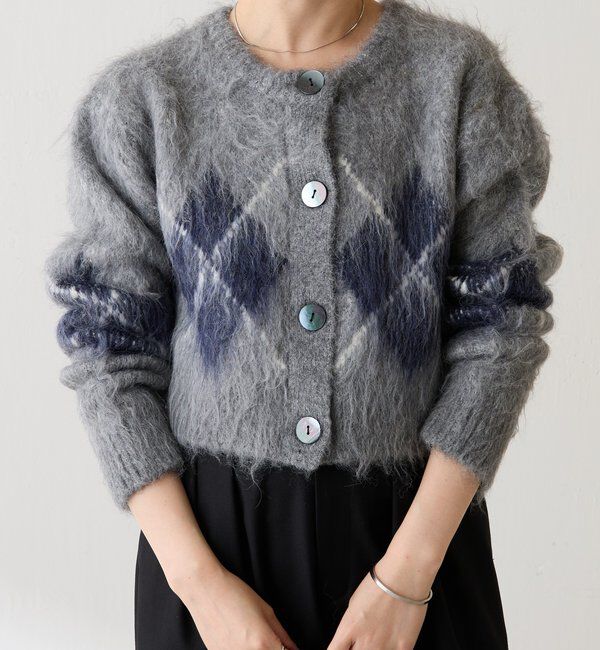  「	アーガイルシャギーカーディガン」|ニット・セーター|