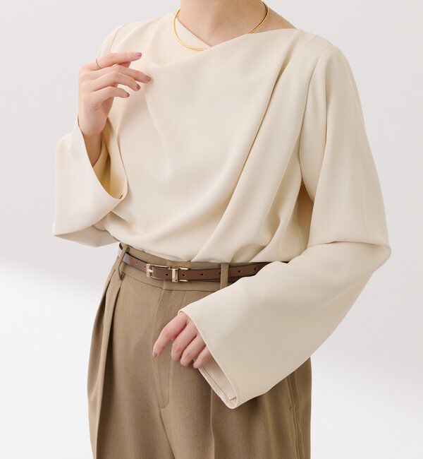  「フロントドレープブラウス」|シャツ・ブラウス|アイボリー