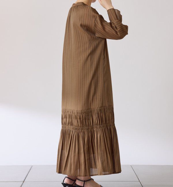  「袖シアーツイルストライプワンピース」|ワンピース|