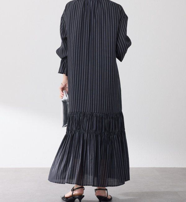  「袖シアーツイルストライプワンピース」|ワンピース|
