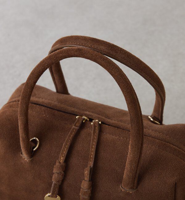  「【500mlペットボトル収納可/牛革】レザーチャームボストンバッグ/スエード」|ボストンバッグ|