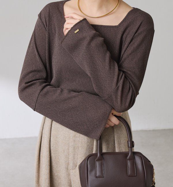  「シアーラメリブスクエアカットソー」|Tシャツ・カットソー|