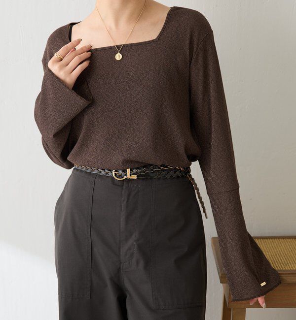  「シアーラメリブスクエアカットソー」|Tシャツ・カットソー|