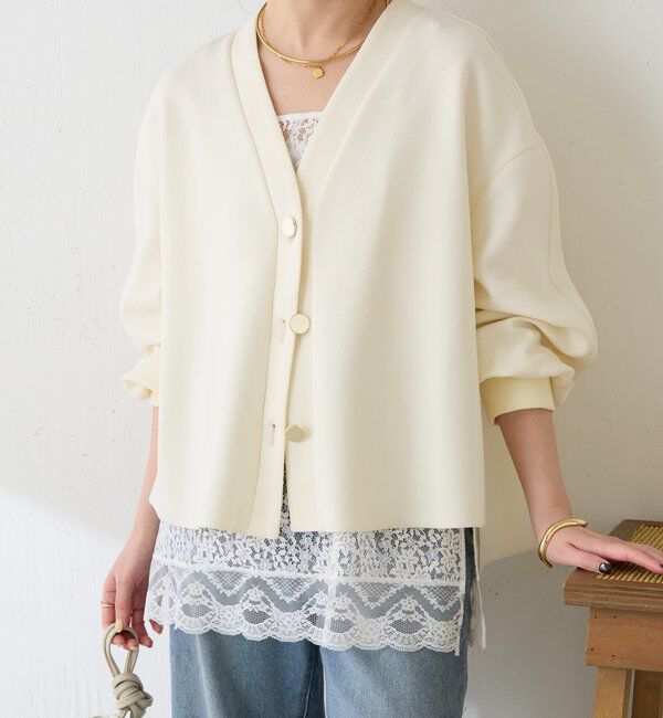  「《WEB限定/気温調整に◎》メタル釦ジョーゼットカーディガン」|Tシャツ・カットソー|オフホワイト