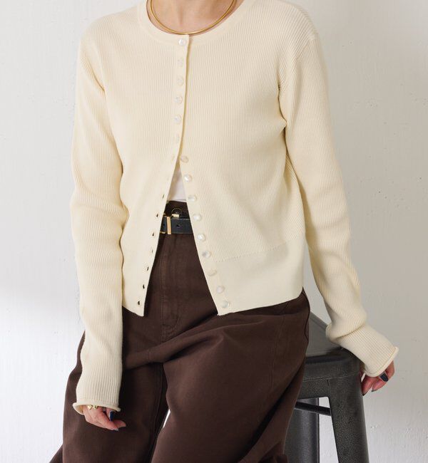  「ラインボタンコンパクトカーディガン」|ニット・セーター|