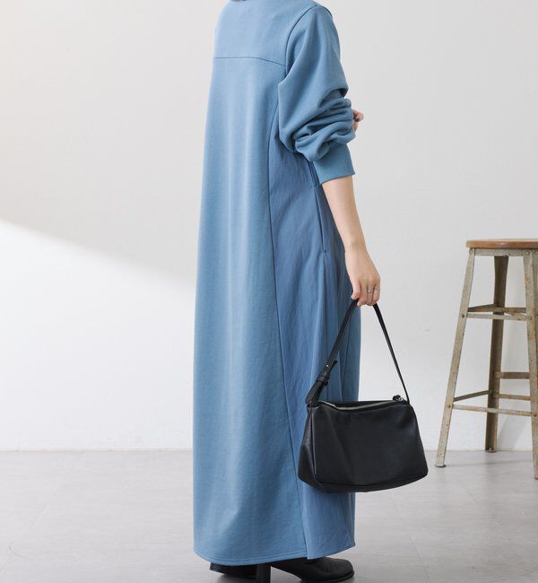  「異素材ドッキングハーフジップワンピース」|ワンピース|