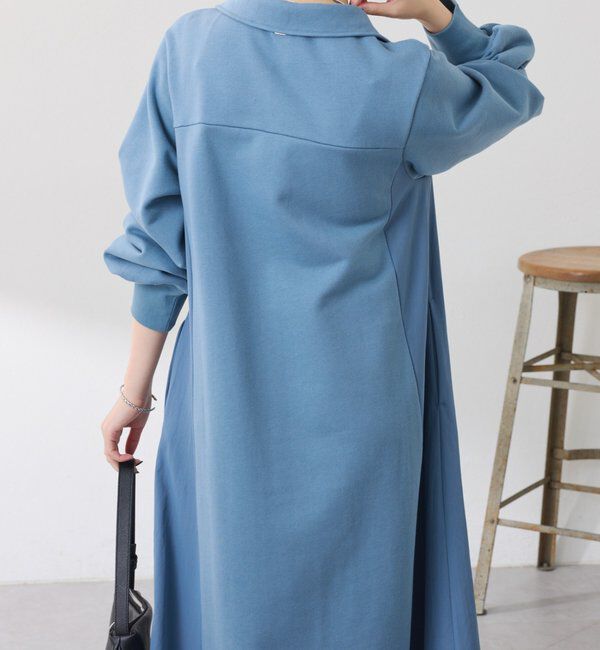  「異素材ドッキングハーフジップワンピース」|ワンピース|