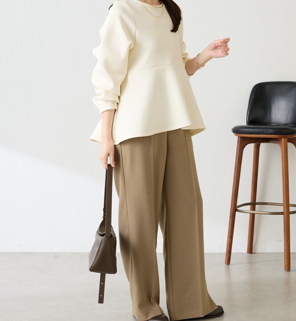  「袖ビジューペプラムカットソー」|Tシャツ・カットソー|