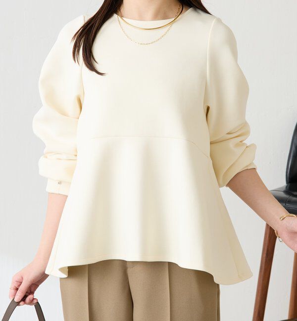  「袖ビジューペプラムカットソー」|Tシャツ・カットソー|