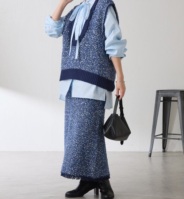  「ツイードライクニットベスト」|ニット・セーター|