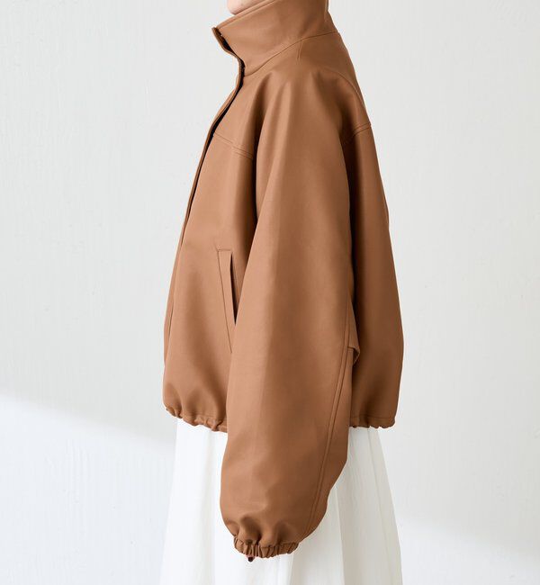  「レザータッチ刺繍入りスタンドブルゾン」|ベスト・ジレ|