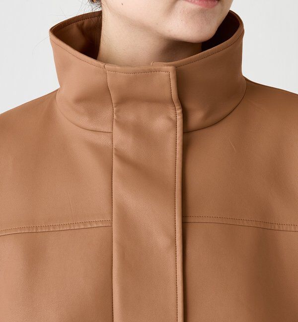  「レザータッチ刺繍入りスタンドブルゾン」|ベスト・ジレ|