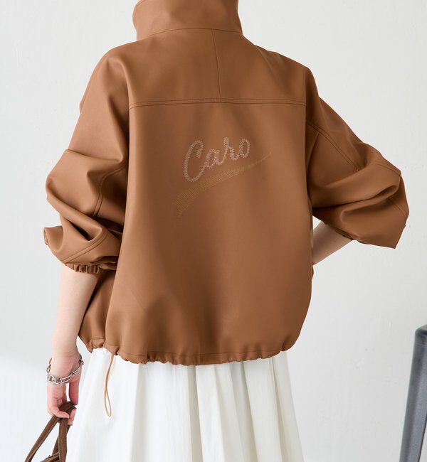  「レザータッチ刺繍入りスタンドブルゾン」|ベスト・ジレ|