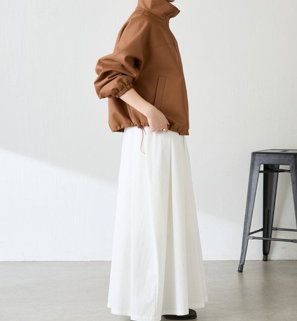  「レザータッチ刺繍入りスタンドブルゾン」|ベスト・ジレ|