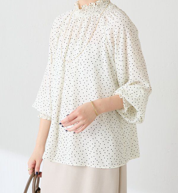  「ハイネックシャーリングドットブラウス」|シャツ・ブラウス|