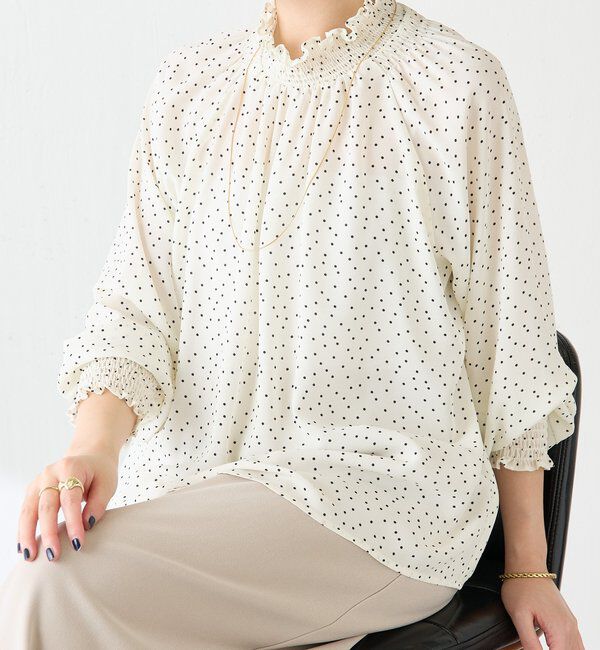  「ハイネックシャーリングドットブラウス」|シャツ・ブラウス|