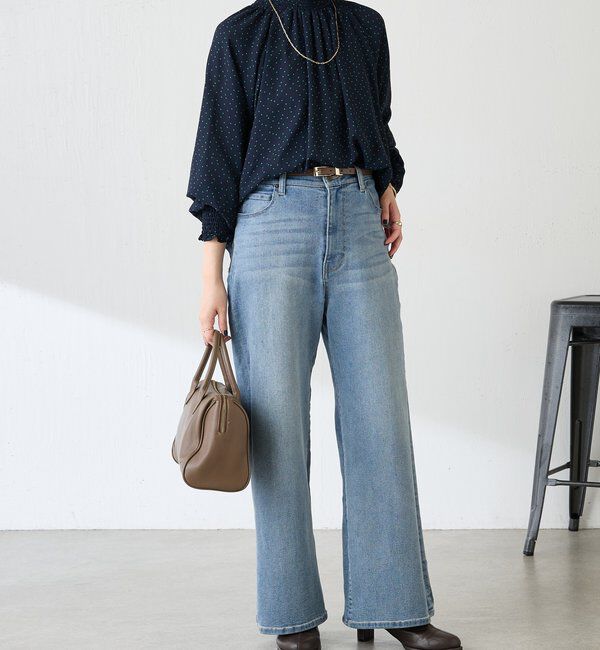  「ハイネックシャーリングドットブラウス」|シャツ・ブラウス|