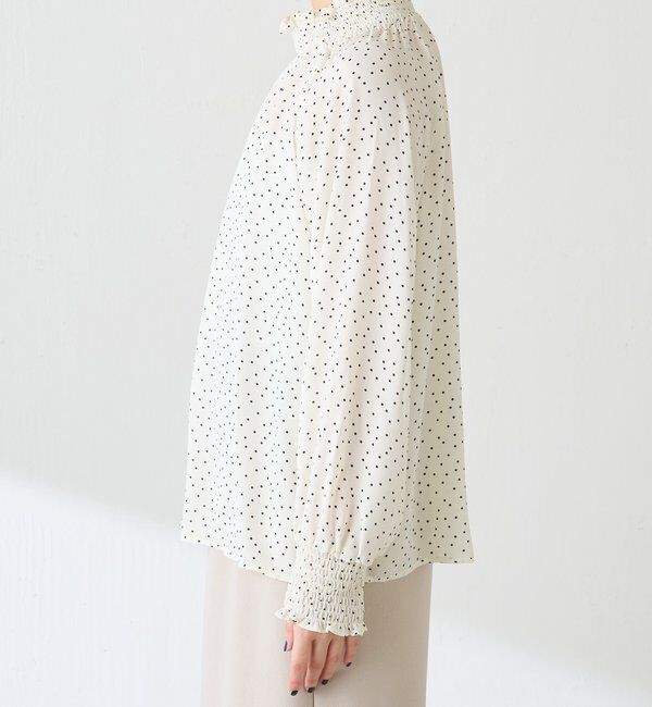  「ハイネックシャーリングドットブラウス」|シャツ・ブラウス|