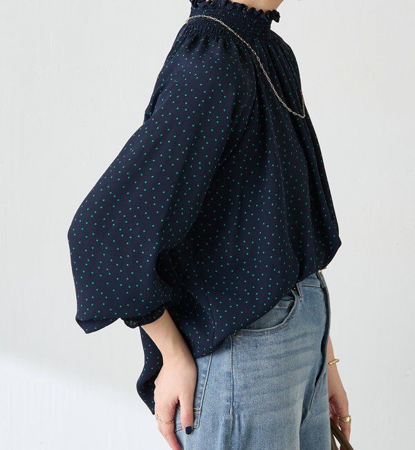  「ハイネックシャーリングドットブラウス」|シャツ・ブラウス|