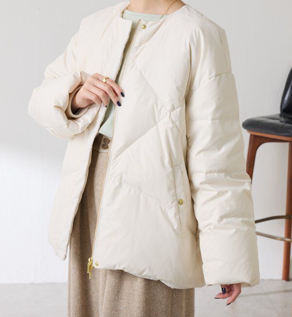 「【マット見え/軽量コート】ライトエンボスノーカラーダウン」|その他|