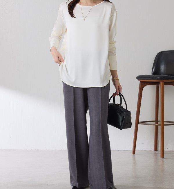  「サテンサイドドロストTブラウス」|シャツ・ブラウス|