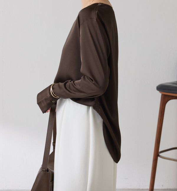  「サテンサイドドロストTブラウス」|シャツ・ブラウス|