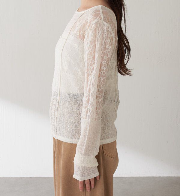  「QanosレースパッチワークロンT」|Tシャツ・カットソー|