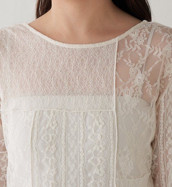  「QanosレースパッチワークロンT」|Tシャツ・カットソー|