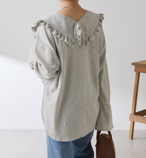  「Qanos 襟付きフリルロンT」|Tシャツ・カットソー|