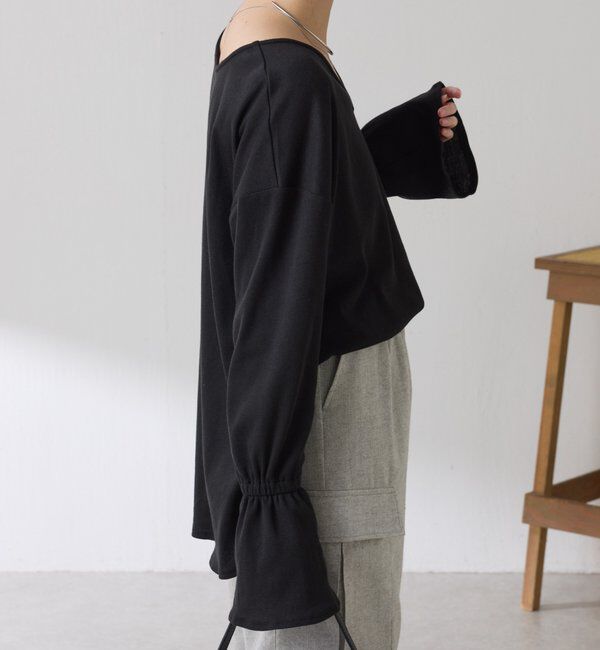  「Qanos 襟付きフリルロンT」|Tシャツ・カットソー|